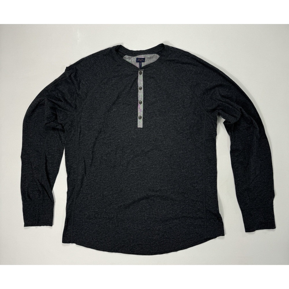 Good Man Brand Long Sleeve Henley T-Shirt Size XL 100% Cotton Grey Classic City